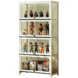 errtsdb 70x33x140cm Sammlervitrine, 4 Schicht glasvitrine stehend, vitrinenschrank vitrinenschrank Wohnzimmer für Miniaturmodelle von Autos, Figur, Modellbau, Weiß/Von Allen Seiten transparent