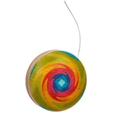 Hess Spielzeug Hess Holzspielzeug 14337 - JoJo aus Holz mit Buntem Muster, in DREI Farbvarianten, Sortiert, Durchmesser ca. 6 cm, zum Spielen und Erlernen von Tricks