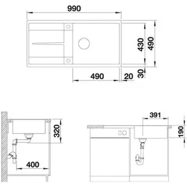 Blanco Metra XL 6 S-F weiß + Excenterbetätigung