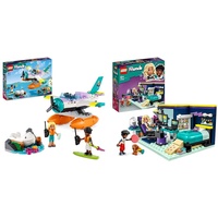LEGO 41752 Friends Seerettungsflugzeug, Flugzeug-Spielzeug mit Wal-Figur und Mini-Puppen & 41755 Friends Novas Zimmer Gaming Spielzeug mit Zac Mini-Puppe und Pickle der Hund