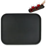 Relaxdays Tablett, 2x Serviertablett 2er Set, schwarz