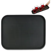 Relaxdays Tablett, 2x Serviertablett 2er Set, schwarz