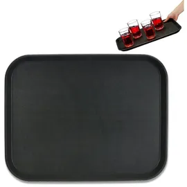 Relaxdays Tablett, 2x Serviertablett 2er Set, schwarz