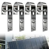 Balkonkraftwerk Halterung Haken, 4 Stück Balkonkraftwerk Befestigung Haken aus Edelstahl, Geeignet Für PV Module Am Balkon Balkongeländer Flachdach Wohnmobile Robust