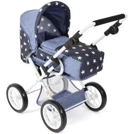 Bayer Chic 2000 - Puppenwagen Leni, 2in1 Kombipuppenwagen mit herausnehmbarer Tragetasche, Kinderwagen für Puppen bis 46 cm Größe, Sternchen Navy, 64 x 37 x 68 cm