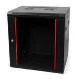 danicom Baseline 18U Wandschrank mit Glastür 600x450x900mm (BxTxH) - Schwarz - Traglast 50 kg - Wandmontage - Serverschrank - Wandgehäuse - Server Rack - Server Enclosure