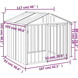 vidaXL Hundehütte mit Dach 117 x 103 x 102 cm Stahl Schwarz
