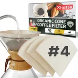 XFasten Kaffeefilter aus Bio-Hanfstoff, Kegel-Kaffeefilter, Nr. 4, 3er-Pack, ungebleichtes Tuch, wiederverwendbare Kaffeefilter, 8–12 Tassen, kompatibel mit Chemex und V60 Kaffeemaschinen,