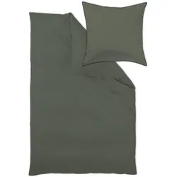 Bettwäsche CURT BAUER "Arezzo", grün (olive), B/L: 155cm x 220cm, , Mako-Brokat-Damast, B/L: 80cm x 80cm, Mako-Brokat-Damast, Obermaterial: 100% Baumwolle, Bettwäsche, dreidimensionales Waffelmuster