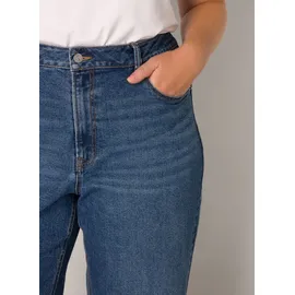 Base Level Curvy BASE LEVEL CURVY, Damen, Gr. 46, Länge 32, blau (mid blau), Denim/Jeans, Obermaterial: 98% Baumwolle, 2% Elasthan, unifarben, bequem lang, Jeans, in großen Größen