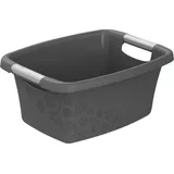 Rotho Flowers Wäschekorb Kunststoff (PP) BPA-frei, anthrazit, 395 x 294 x 175 cm)
