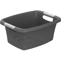 Rotho Flowers Wäschekorb Kunststoff (PP) BPA-frei, anthrazit, 395 x 294 x 175 cm)