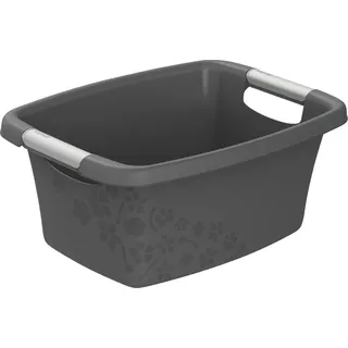 Rotho Flowers Wäschekorb, Kunststoff (PP) BPA-frei, anthrazit, 12l, 395 x 294 x 175 cm)