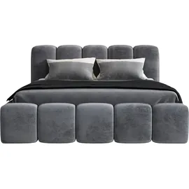 mebloland Polsterbett SONIC -OM 140 x 200 mit Bettkasten. Farbe: Grau - Grau
