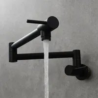 HomeLava Faltbar Kaltwasserhahn Wandmontage Topffüller, Messing Spültischarmatur Kaltwasser Zweigriff Armatur Wandarmatur 360° Schwenkbar Küchenarmatur, Schwarz