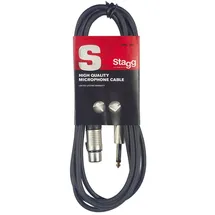 Stagg 18239 Standard-Mikrofonkabel (6 m, 3-polig, Klinkenstecker-auf-Buchse XLR) schwarz
