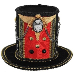 Metamorph Kostüm Kleiner Halloween Zylinder mit Totenkopf, Elegante Kopfbedeckung für Freak Show oder Cirque Bizarre schwarz