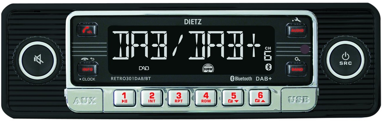 Dietz 1-DIN Dietz Retro Radio DAB+, BT, MP3, USB, RDS Autoradio (Digitalradio (DAB), FM/UKW, 20,00 W) schwarz