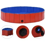 vidaXL Hundepool Faltbar Rot 160x30cm PVC Schwimmbecken Hundebad Wasserbecken
