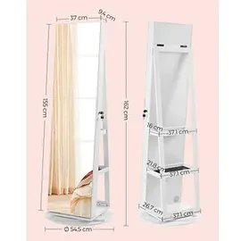 Songmics Schmuckschrank Berit 360 Grad Drehbar Weiß