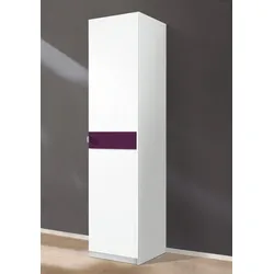Kleiderschrank PRIESS "Madrid", weiß (weiß, brombeerglas), B:48cm H:193cm T:54cm, Holzwerkstoff, Schränke, mit farbiger Glasauflage