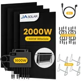 Powerness Balkonkraftwerk, 4x JA Solar 500W Bifacial Module und Growatt NEO 1600M-X2 Mikro-Wechselrichter,8x Anschlusskabel,4x Balkon/Garten-Halterung
