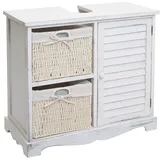 Mendler Waschbeckenunterschrank HWC-H20, Badezimmer Waschtisch, Massiv-Holz Korb-Schublade 60x65x31cm ~ shabby weiß