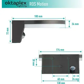 Oktaplex lighting Oktaplex Außenleuchte mit Bewegungsmelder IP65 warmweiß 1300lm 14,6W anthrazit