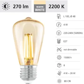 EGLO LED-Lampe Retro Birne ST48 4W E27 270 lm warmweiß