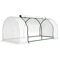Outsunny Gewächshaus Weiß Metall, 1,600 L, 100x80x200 cm, Gartenzubehör, Gewächshäuser