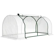 Outsunny Gewächshaus Weiß Metall, 1,600 L, 100x80x200 cm, Gartenzubehör, Gewächshäuser