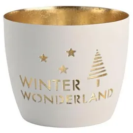 Giftcompany Windlicht Madras Winter Wonderland Eisen Höhe 8,5 cm weiß Gold