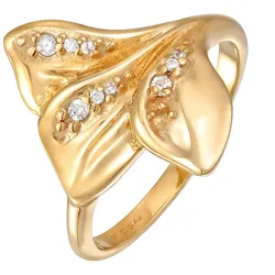Elli Blätter Blüten Flower Design Zirkonia 925 Silber Ringe   Damen 