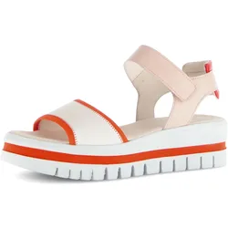 Keilsandalette GABOR, Damen, Gr. 38, creme, rosé, rot, Glattleder, kontrastfarbene Details, klassisch, Schuhe, Plateau, Riemchensandale, Sommerschuh mit Fersenpolsterung
