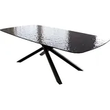DeLife Esstisch Edge, Boot Reliefglas Rauchschwarz 3D-Design 240x120 Kreuzgestell Rechteck S schwarz 240 cm x 76 cm x 120 cm