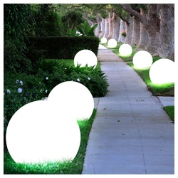etc-shop LED Gartenleuchte, LED-Leuchtmittel fest verbaut, 8x LED Solar Kugel Außen Bereich Steck Leuchten Terrassen Garten weiß