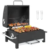Holzkohlegrill aus Stahl tragbarer BBQ Smoker mit Deckel verstellbare Lüftung