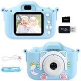 Ainiv Katze Kinder Kamera, 20MP Wiederaufladbar Kinder Digitalkamera, IPS-Bildschirm Kamera Kinder, 1080P HD Kamera mit 32G Karte, Kid Video Camcorder, Selfie Kinder für 3+ Jahre Jungen und Mädchen