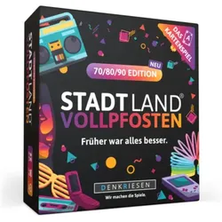 DENKRIESEN SL3021 Stadt Land Vollpfosten® - Das Kartenspiel – 70/80/90 EDITION - Früher war alles besser.