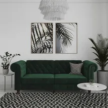 dorel home Schlafsofa Velours 3-Sitzer Grün