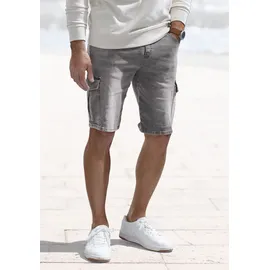 John Devin Shorts Bermuda, kurze Jogger Pants mit Cargotaschen, knielang, elastische Schlupf-Bermuda grau XL (56/58)