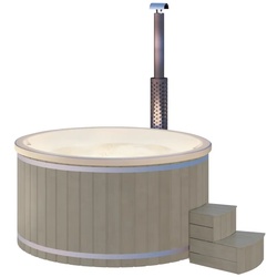 Wolff Finnhaus Badebottich Hot Tub Typ 1 Ø 200 cm mit Acrylwanne Acrylwanne in cremeweiß Silbergrau
