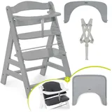 hauck Alpha+ inkl. Essbrett Wooden Tray + Sitzkissen Jersey Charcoal