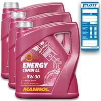 3x 4L MOTORÖL MANNOL ENERGY COMBI LL 5W-30 5W-30 passend für BMW MERCEDES PORSCHE VW MINI