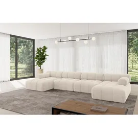 altdecor Wohnlandschaft modulares Sofa Tesso-U2 - 380x160x70 cm Beige Cord