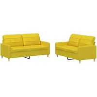 VidaXL 2-tlg. Sofagarnitur mit Kissen Hellgelb Stoff