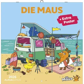 ALPHA EDITION GmbH & Co. KG Alpha Edition - Die Maus 2026 – Wandkalender 30×30 cm (30×60 geöffnet) mit & Platz für Notizen, Broschürenkalender inkl. Poster, idealer Bildkalender für Kinder & Maus-Fans