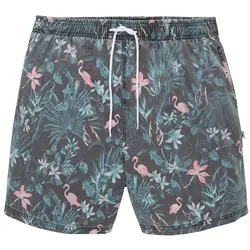 TOM TAILOR Herren Badeshorts mit Print, grün, Palmenprint, Gr. XL