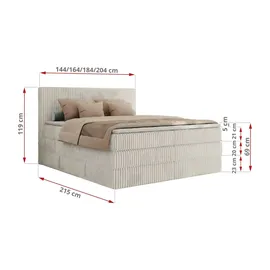 MKS Meble Tiliano King 140 x 200 cm H3 Beige