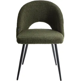 Beliani Esszimmerstuhl 2er Set ONAGA Bouclé Dunkelgrün